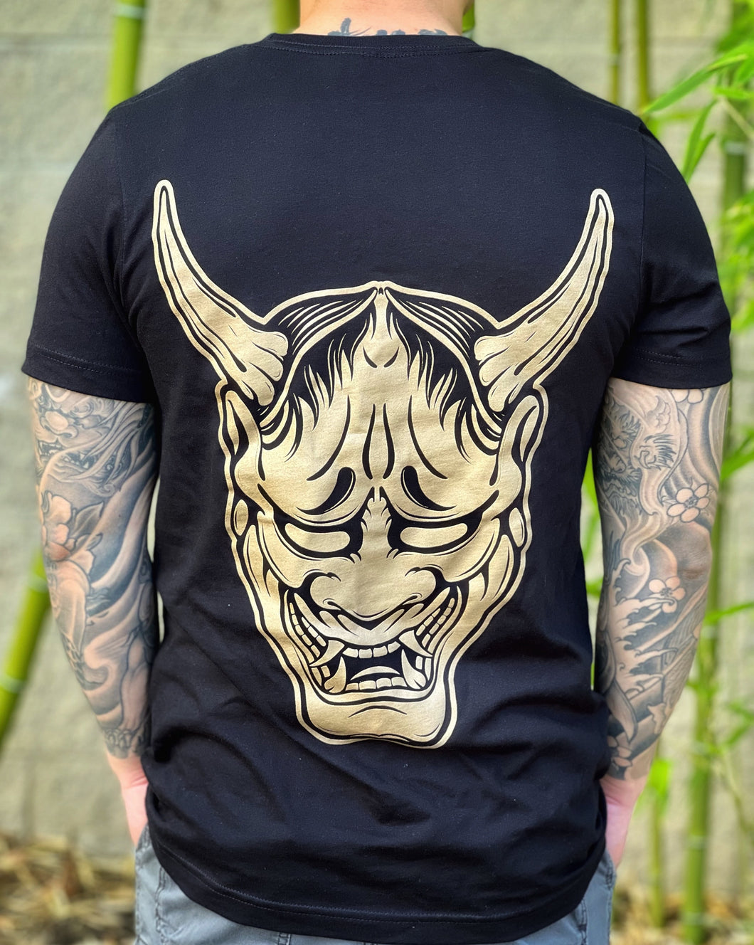 Gold Hannya Mask Black T-Shirt